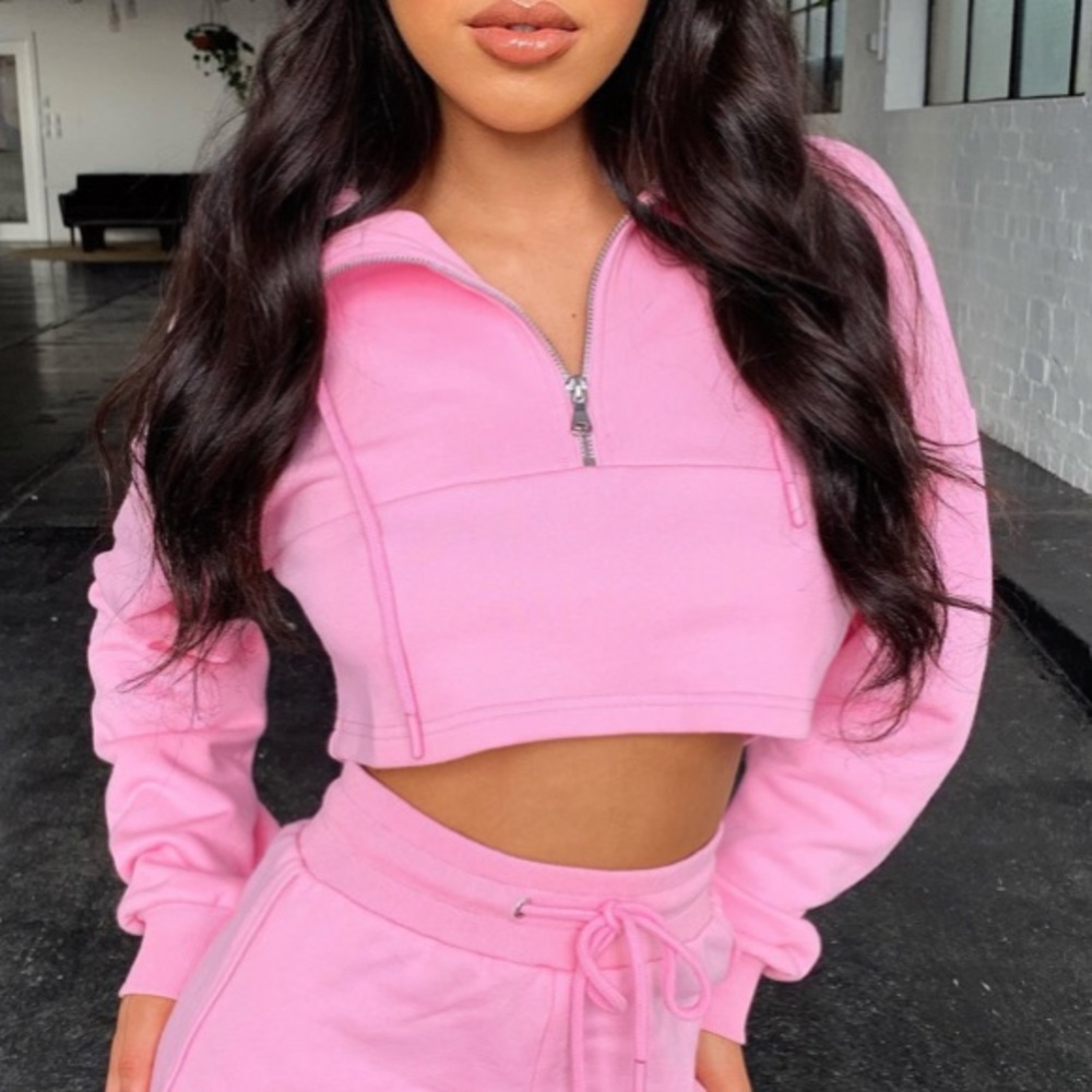Tigermist Half Zip Up Cropped Sweatshirt